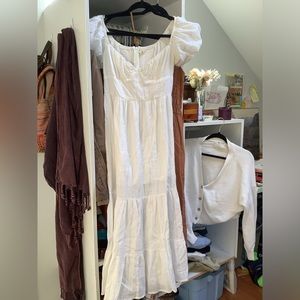 Cottage Core White Milk Maid Tiered Maxi Dress